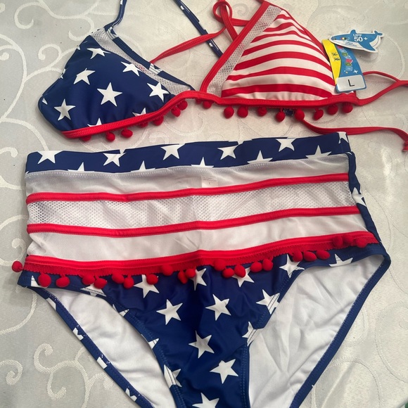 🍎Sexy Retro American Flag 2 pc Swimwear NWT - Picture 4 of 7